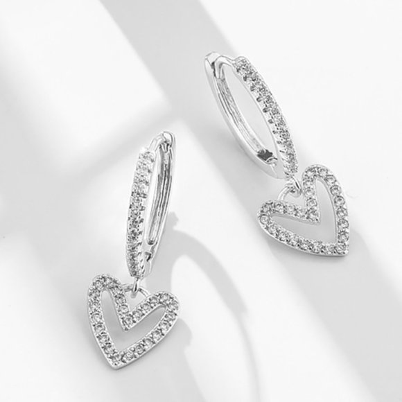 Jewelry - 💎Round Brilliant Cut CZ Heart Shape Hoop Earrings for Women, MLNN1124
